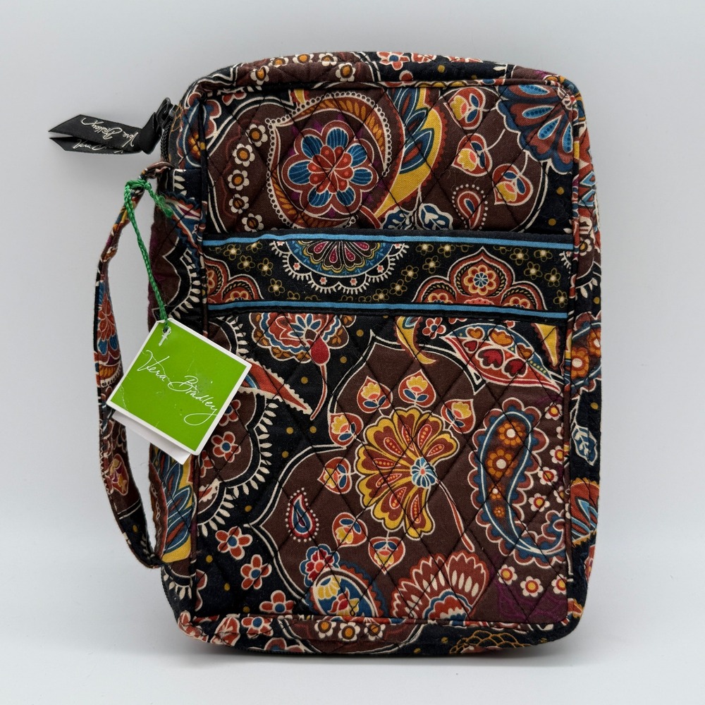 Vera Bradley Book Bible Cover Kensington Paisley Quilted Cotton Brown Multi NWT